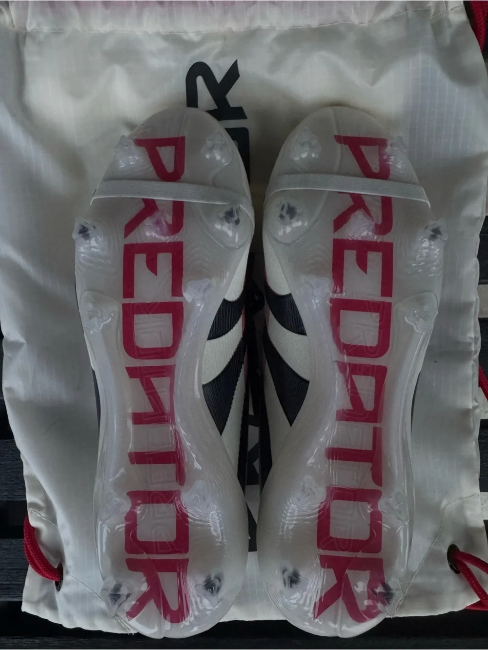 adidas Predator Soccer Cleats in White, Red, and Black